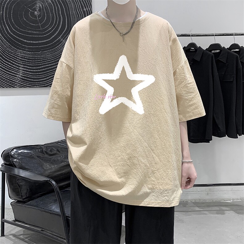 YT26286-P30亚麻短袖t恤男大码五分袖男宽松七分袖大皂风模特,男装T恤,电商A040
