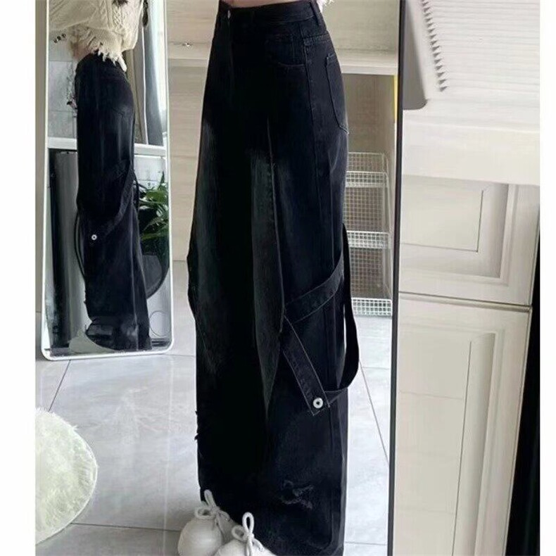 现货美式复古重工拼接牛仔裤男款直筒宽松小众阔腿裤L88122-p55,男装牛仔裤,星座1008