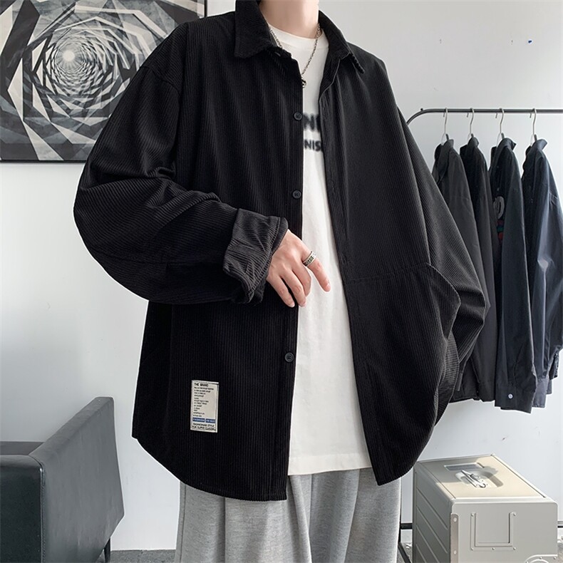秋冬韩版灯芯绒外套长袖工装衬衫宽松中性学生港风潮H221/P45,男装衬衫,钱塘713