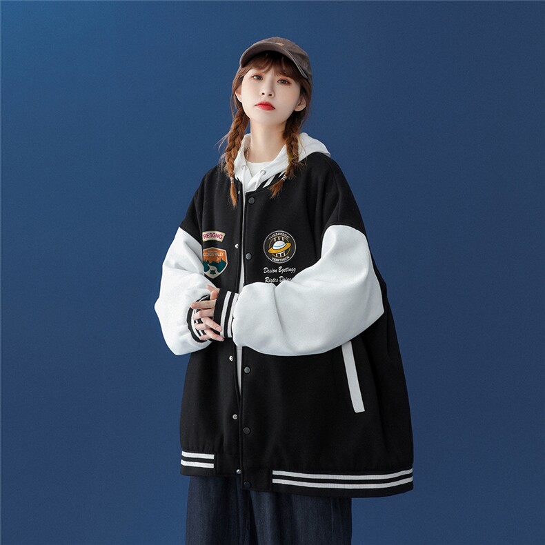 中性风 2023秋季新款卡通印花百搭休闲夹克情侣棒球服G87P65控 78图片