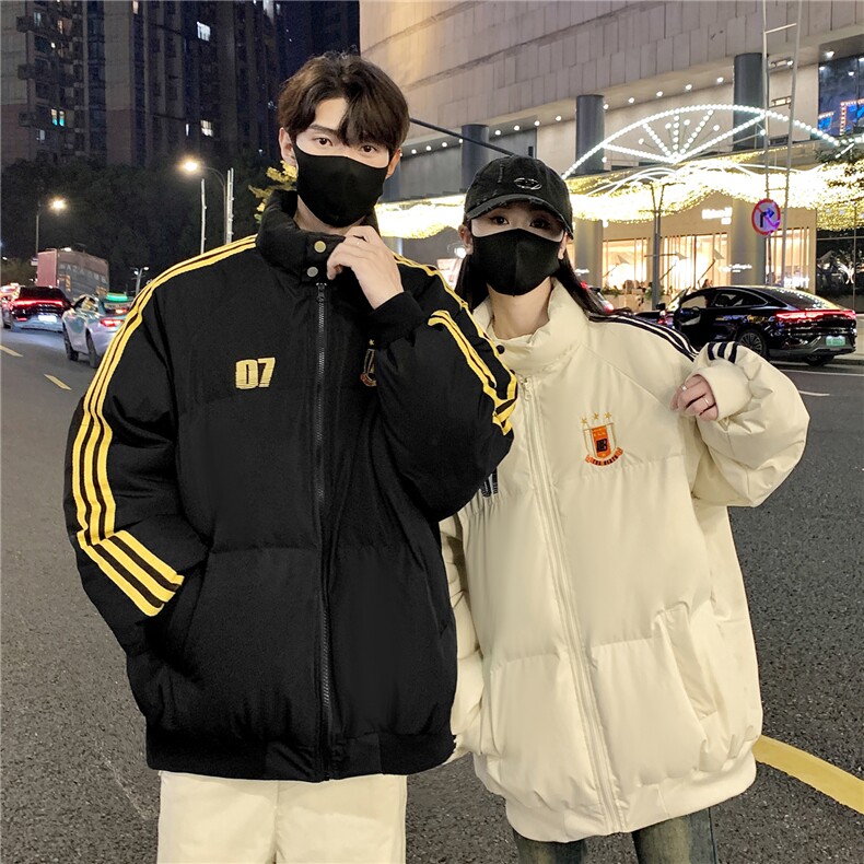 情侣冬装港风织带棉服刺绣logo棉衣休闲加厚外套男G1105P118,男装棉衣,电商A339