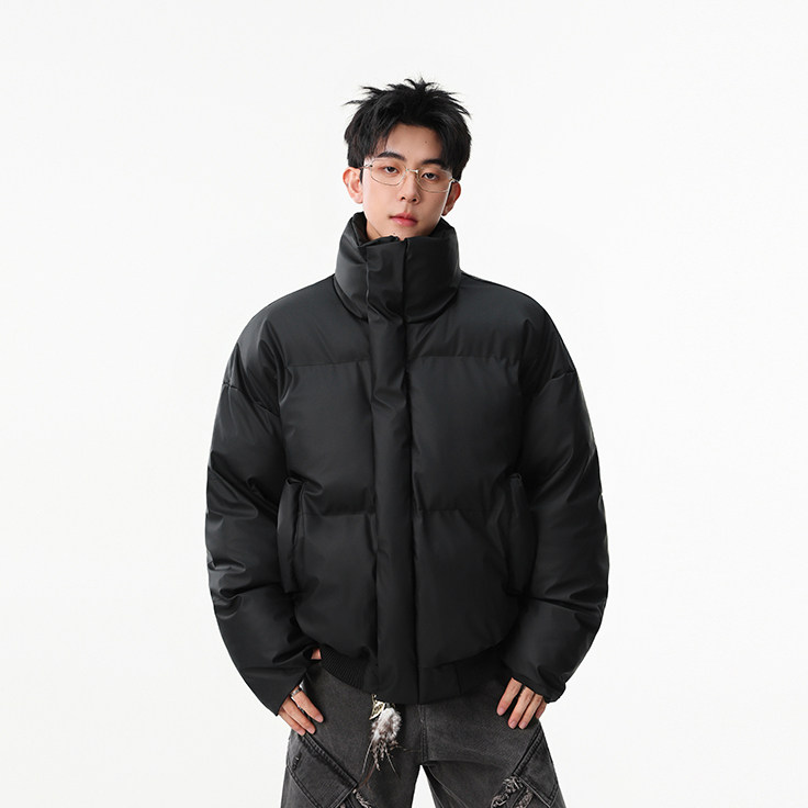 现货万件入仓供抖音得物防水防污立领pu皮棉服218-7-M120-特60，男装皮衣，星座218-7