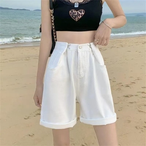 牛仔短裤女高腰夏季2025年新款宽松显瘦阔腿五分裤中裤潮ins热裤图片