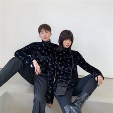 丝绒烫钻高领打底衫男女可穿时尚复古风套头长袖A452--19108，男装T恤，电商A452