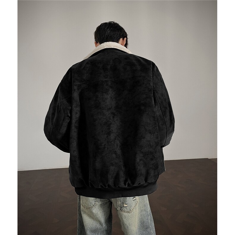 W85299特P85座山雕兔毛拼接复古皮衣棉衣棉服外套,男装皮衣,电商B205
