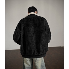 W85299特P85座山雕兔毛拼接复古皮衣棉衣棉服外套，男装皮衣，电商B205