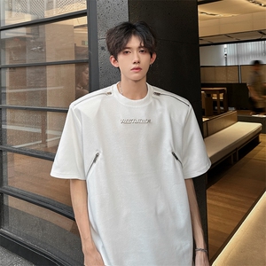 拉链设计款高街男潮款男T恤  A071-T35-P48图片