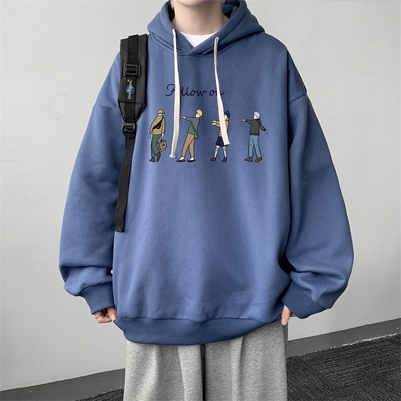 WY2043-P35纯棉连帽卫衣男大码运动帽衫宽松薄外套男,男装卫衣,电商A040