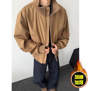 现货冬季美拉德立领飞行夹克廓形高街棒球服加棉加厚棉衣外套图片