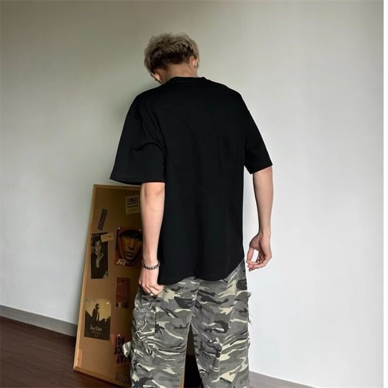 新款刺绣暗纹短袖t恤男女夏季百搭休闲衣服新中式风潮半袖上衣,男装T恤,星座506A