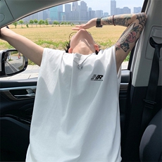 可48小时发货支持抖音得物来样二开240克重磅美式纯棉背心无袖t恤，男装T恤，电商A486-1