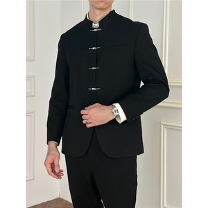 风秋男立领西装新中式西服金属排扣外套大码S-5XL JaK14 P65图片