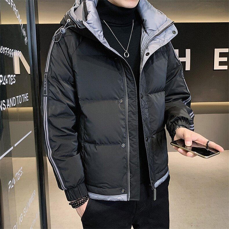 潮牌羽绒服男2024新款男装短款加厚帅气外套冬季轻薄保暖连帽上衣,男装羽绒服,钱塘6003（原4033）