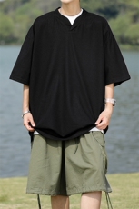 8XL-M短袖t恤男款夏季薄款垂感小V领七分袖加肥加大码DT005特P20，男装T恤，电商B312