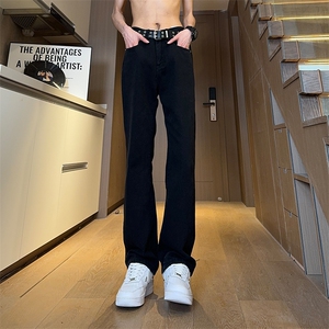 现货主推 渐变复古蓝微喇直筒松紧腰休闲牛仔裤男女K5809-P50控69图片