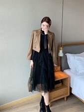 【现货】皮衣两件套连衣裙，女装皮衣，芷炫