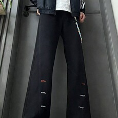 美式裤子男款春秋季2026新款潮牌宽松直筒阔腿牛仔裤AM1313P42，男装牛仔裤，星座1013-5