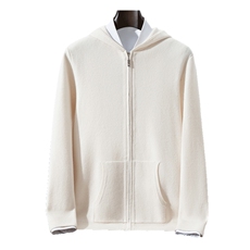 2025年秋冬季男士100羊毛开衫四平加厚连帽时尚羊毛衫百搭外套，男装针织衫/毛衣，星纬羊绒