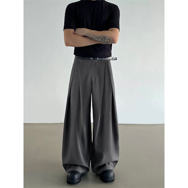 春季褶皱休闲裤cleanfit潮流垂感西裤男女C62178-TP3569,男装西裤,电商A102