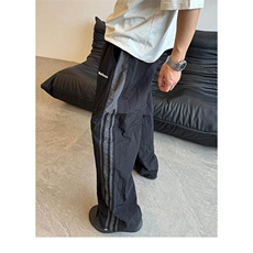 新款！冰丝条纹裤子男士宽松直筒高街百搭青少年速干休闲裤KZ512，男装休闲裤，星座1116A（原606A-3）