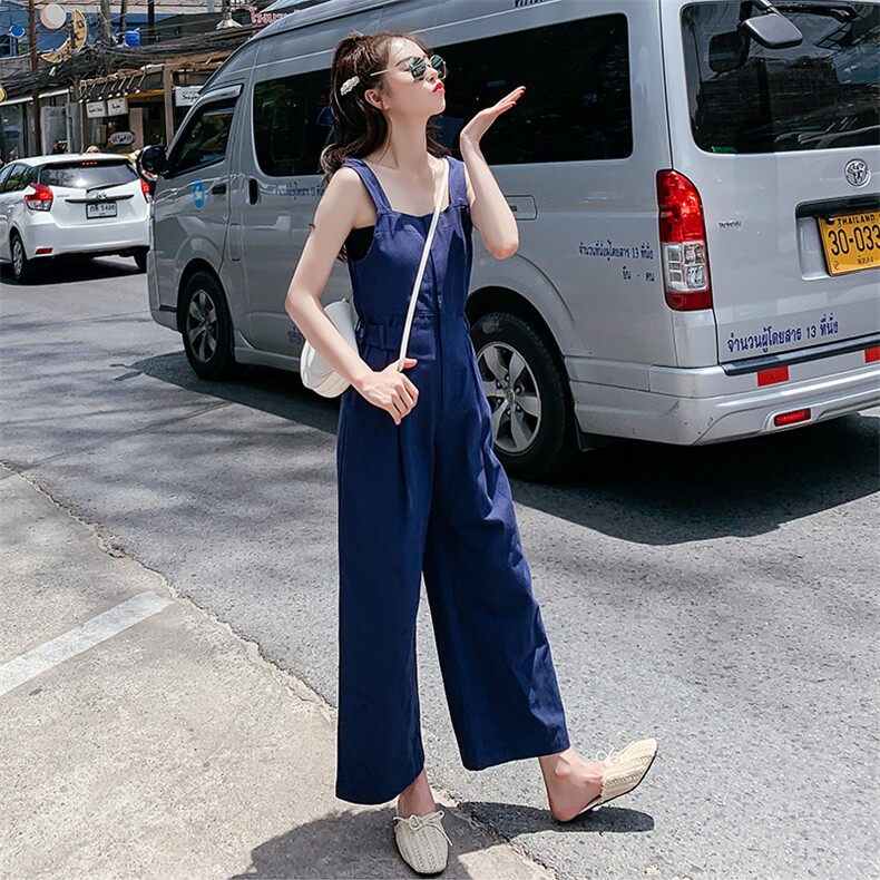 夏款现货工装连体裤女宽松背带阔腿裤163-0606-P95-控138,女装连体裤,拾菱