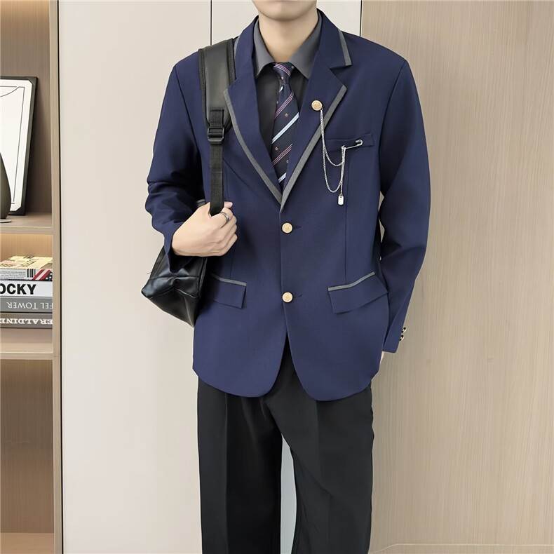 日系学院风DK制服男生西服套装英伦风学生痞帅西装外套班服潮图片