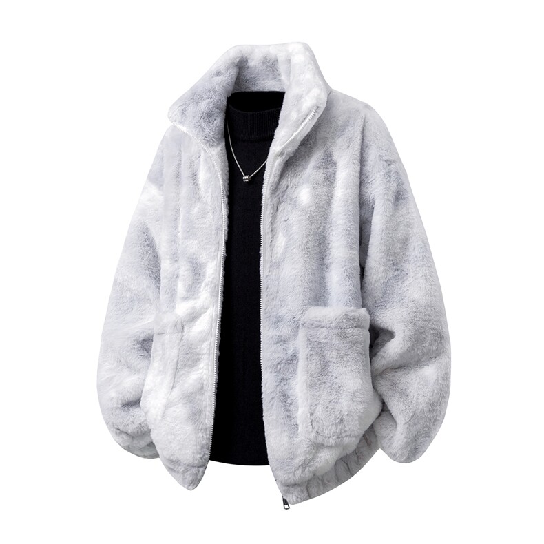 1羊羔毛棉衣潮扎染情侣大码M-5XL毛绒外套男YG7503P128控168，男装棉衣，星座226-2