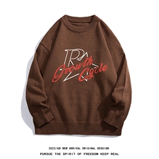 白底22秋冬时尚潮流字母印花时尚保暖圆领套头毛衣M1058P50控68，男装针织衫/毛衣，电商A247-1