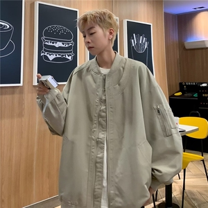 棒球服外套男秋季美式潮牌复古高级感男装宽松飞行员夹克 J7374图片