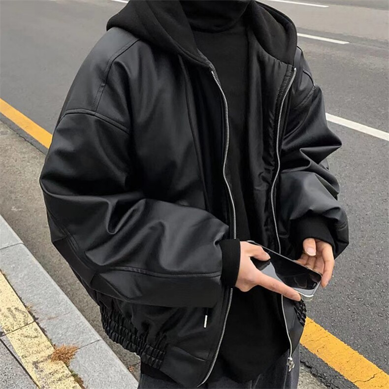 现货！！！春装新品连帽皮衣男装宽松皮夹克外套716A-A030P100，男装夹克，星座716A（原星座815-4）