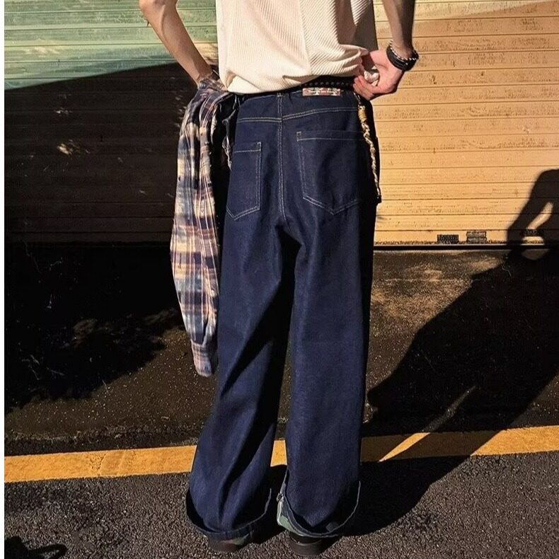D7784-P55新款牛仔裤男女美式水洗设计感百搭宽松长裤-网图现货,男装牛仔裤,星座603-2