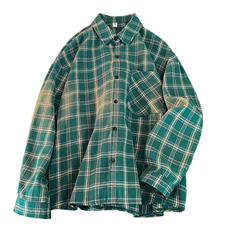 衬衣男秋季新款港风宽松大码磨毛格子长袖衬衫CS530-P38，男装衬衫，星座214-3