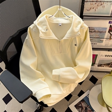 秋冬季潮牌连帽卫衣男美式高街设计感小众半拉链上衣W8026-P45，男装卫衣，星座512-4