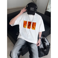 可48小时发货支持抖音得物来样二开美式满天星亮片短袖T恤MTX632，男装T恤，电商A486-1