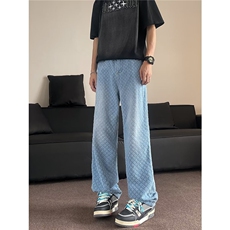 夏款男牛仔裤提花宽松直筒长裤NK6699P50，男装牛仔裤，星座1013-1