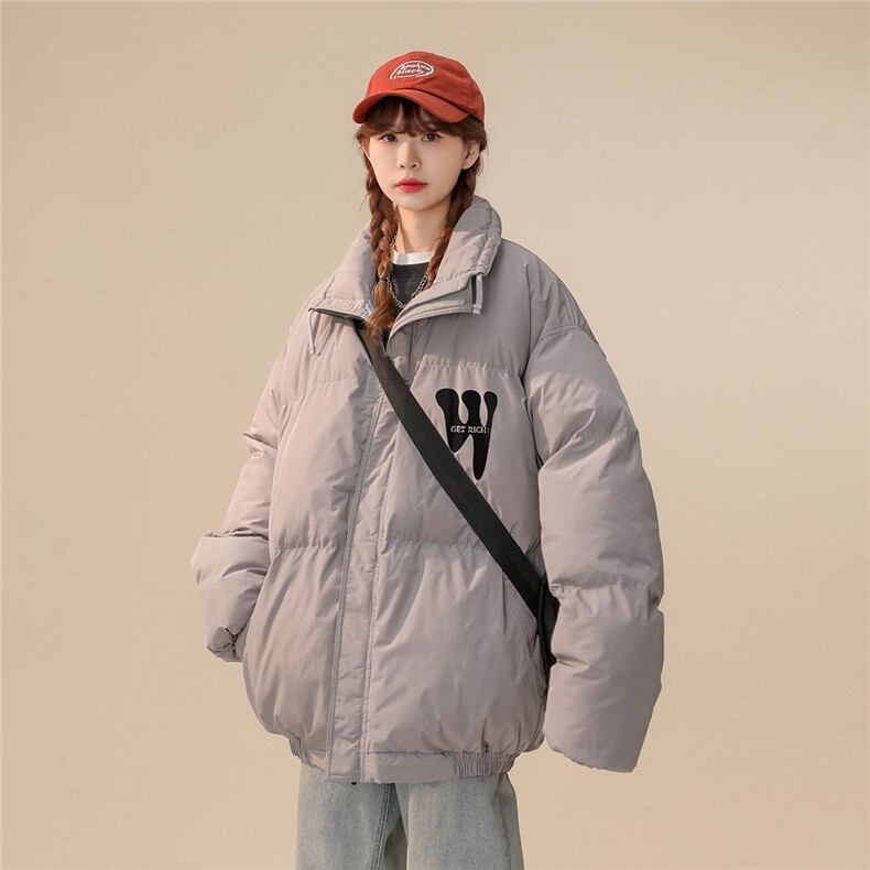白鸭绒中性22冬季W字母设计感抽绳立领羽绒服YR218P195K258,男装羽绒服,A247A