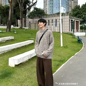 秋冬日系纯色针织衫男女生ing学院风宽松中性美拉德毛衣M3203图片