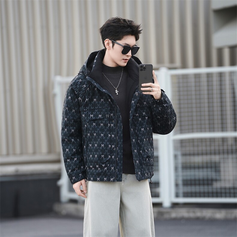 6681-M-3XL-P215-标50绒社会小伙男士潮牌休闲连帽工装羽绒服,男装羽绒服,电商B255