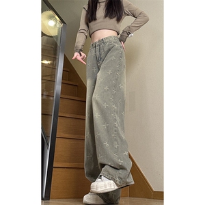 611-3 BK17 特价P45 大货复古十字星满印设计水洗做旧男女3牛仔裤图片