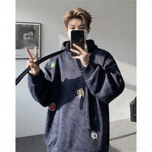 WY10203-特P45 加绒特P50美式重磅刺绣贴标连帽卫衣大码上衣男图片