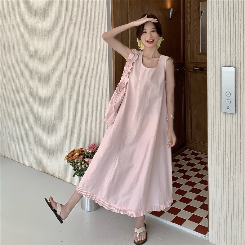 巨好看粉色无袖连衣裙女夏2025新款高级感超好看流行背心长裙爆款,女装连衣裙,2C232