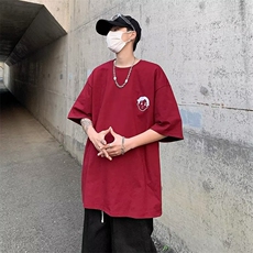 2023港风文艺刺绣T恤男春夏宽松潮流五分袖短袖，男装T恤，星座716-4