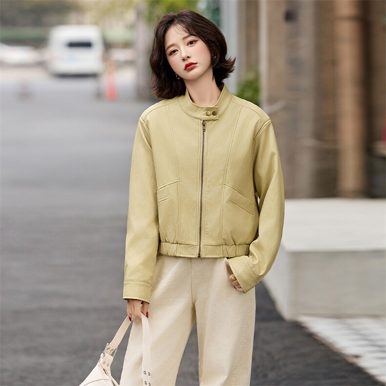 短款棒球服外套女春秋2025新款高端小个子宽松显瘦百搭夹克上衣潮,女装皮衣,江南女神