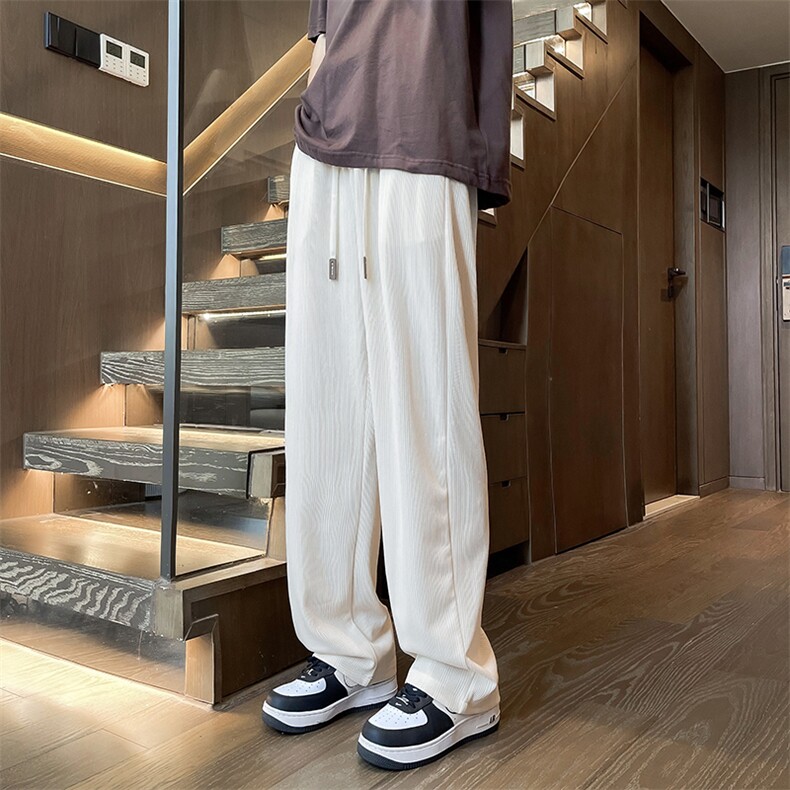 大码子褶皱休闲裤男士韩版潮流直筒宽松2024夏季ins长裤K5543-P33,男装休闲裤,星座412-2