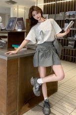 时髦感洋气减龄字母印花T恤套装裙女2025年夏季新款半身裙两件套，女装套装/套裙，浙宝220