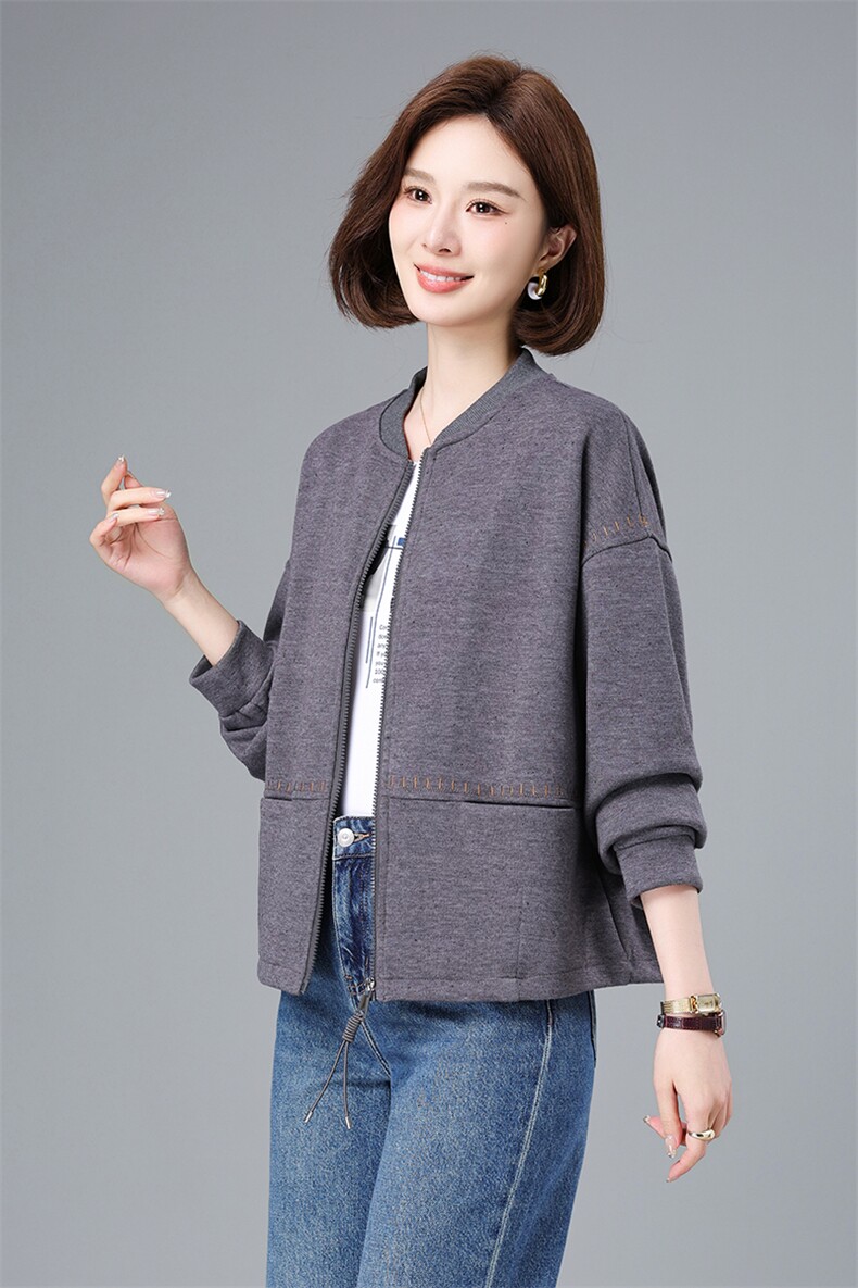2025春季新款宽松开衫棒球服休闲百搭上衣,女装短外套,深水步