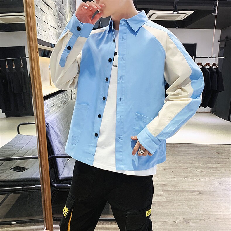 C903工装外套男春秋季新款韩版潮流帅气休闲流行长袖衬衫男,男装衬衫,电商D310（原电商305）