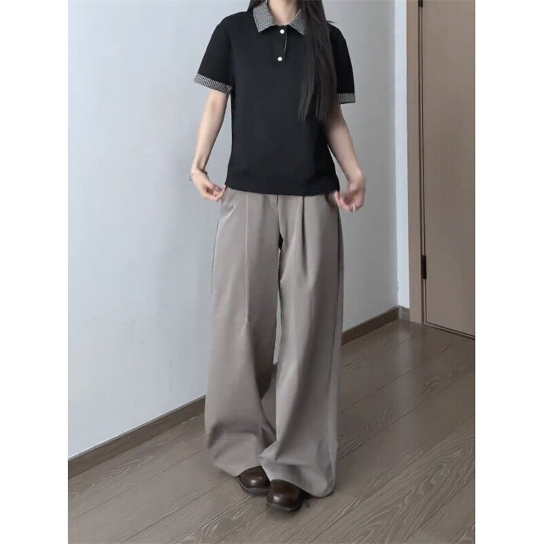 千鸟格翻领polo衫短袖男夏季情侣款半袖PL7233-特35图片