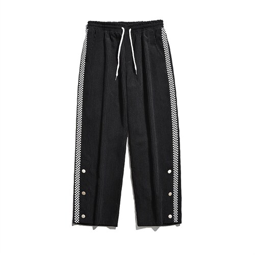 2025冬季新款加厚玉米格拼接卫裤棋盘格子休闲裤黑 GK63-P55图片