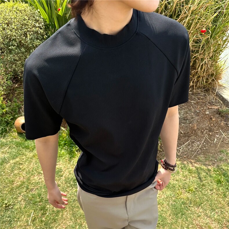 eme新品同款正肩小高领显瘦短袖T恤310A-4-T92-特批20,男装T恤,星座310A-4